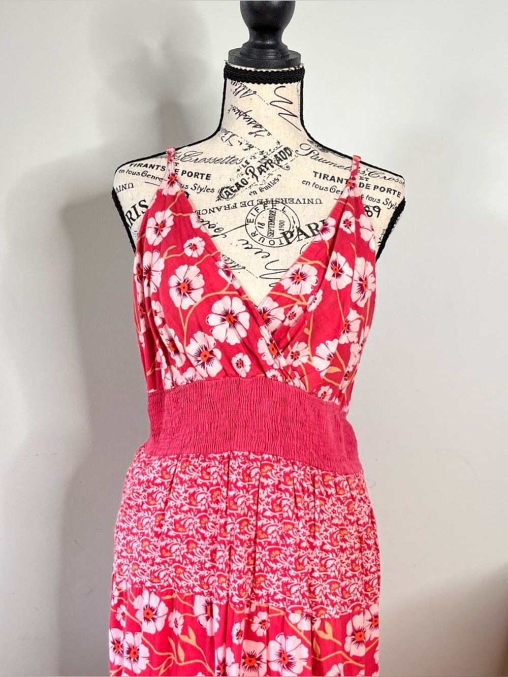 Y2K Floral Women’s multicolor Pink Maxi Dress Size L. Vacation, summer, beach.